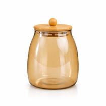 Pote bolinha Ambar de vidro Hermético 1000ml com tampa de bambu organizador cozinha Pote bolinha Ambar de vidro Hermético 1000ml com tampa de bambu organizador cozinha