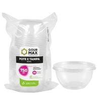 Pote Bowl Redondo Descartável Empilhável BPA Free C/ Vedação Ideal Para Fazer Poke Bolo Salada Sopa Delivery 750ml 20un