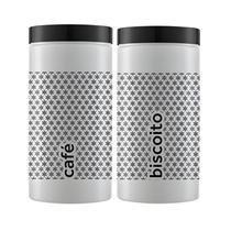 Pote Branco para Biscoito e Café com Tampa Preta 1 Litro