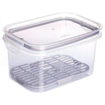 Pote C/ Escorredor Hermético Retangular Trava Laterais 1.2l Pote C/ Escorredor Hermético Retangular Trava Laterais 1.2l