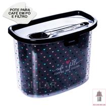 Pote Café com Porta Filtro Tampa Fixa com Colher Decorado