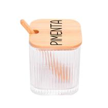 Pote Canelado com Tampa de Bambu (300 ml) Pimenta