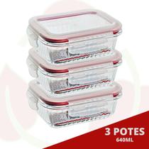 Pote Canelado Vidro 640ml Marmita Fit Resistente 3 Unidades