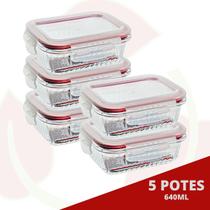 Pote Canelado Vidro 640ml Marmita Fit Resistente 5 Unidades