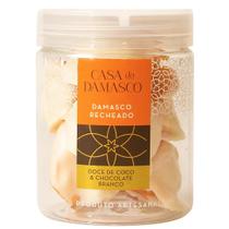Pote Casa do D. Damascos Rechados com Doce de Coco e Chocolate Branco 150g Pote Casa do D. Damascos Rechados com Doce de Coco e Chocolate Branco 150g