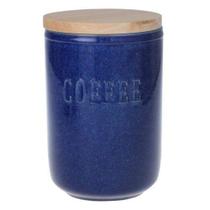 Pote cerâmica com tampa de bambu coffee azul - Unica
