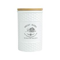 Pote ceramica sweet home branco com tampa de bambu wolff 1l