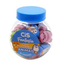 Pote com 20 mini borrachas animais Cis Pote com 20 mini borrachas animais Cis