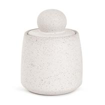 Pote com Tampa Decorativo de Cerâmica Branco Detalhes Marrom 2012,5cm Mart