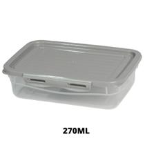 Pote Com Tampa e Trava 270Ml Baixo Cinza Unidade Pote Com Tampa e Trava 270Ml Baixo Cinza Unidade