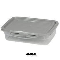 Pote Com Tampa e Trava 460Ml Baixo Cinza Unidade