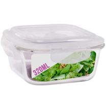 Pote Com Tampa Hermetica Quadrado de Vidro 320ml Alimentos - QUALITY HOUSE Pote Com Tampa Hermetica Quadrado de Vidro 320ml Alimentos - QUALITY HOUSE