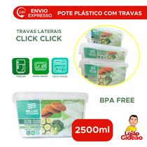 Pote Com Travas Laterais Incolor 2500ml