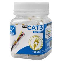 Pote Conector Macho 6x4 Plug RJ11 Cat3 de Passagem EZ Crimp Pier Telecom 100 Peças Pote Conector Macho 6x4 Plug RJ11 Cat3 de Passagem EZ Crimp Pier Telecom 100 Peças