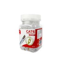 Pote Conector Macho Plug RJ45 Cat6 de Passagem EZ Crimp 50pçs + Capa RJ45 Snap in com Trava Transparente 50pçs - Pier
