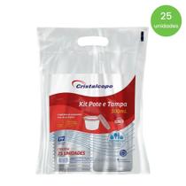 Pote de 500ml Redondo com tampa Transparente PP Cristalcopo com 25 unidades