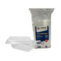Pote de 500ml Retangular Translúcido com sobretampa Elevada Copaza com 25 unidades Pote de 500ml Retangular Translúcido com sobretampa Elevada Copaza com 25 unidades