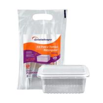 Pote de 500ml Retangular Transparente com tampa Cristalcopo com 25 unidades - Ideal armazenar alimentos no freezer ou micro-ondas