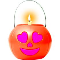 Pote de Abóbora Laranja Halloween p/ Pedir Doces Por Vela Festa Bruxas