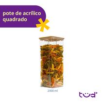 Pote de acrílico 2L com tampa bambu hermético quadrado - Tüd Pote de acrílico 2L com tampa bambu hermético quadrado - Tüd