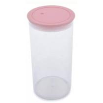 Pote de acrílico com tampa rosa para mantimentos 1400ml de cozinha - pote plástico para alimentos