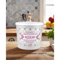 Pote de Armazenamento Floral Cinza Hermético Linha Daisy 2L