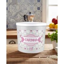 Pote de Armazenamento Floral Cinza Hermético Linha Daisy 2L