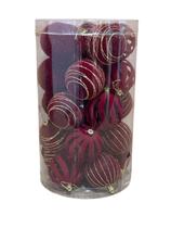 Pote de bolas mistas vermelhas c/ 25 peças - 8cm