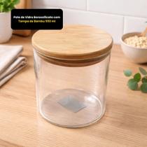Pote de Borossilicato com Tampa de Bambu 550 ml THIKA Transparente com tampa natural Pote de Borossilicato com Tampa de Bambu 550 ml THIKA Transparente com tampa natural