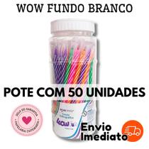 Pote de canetas esferográficas fundo preto wow 0.7mm coloridas jocar office com 50 unidades