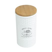Pote de Cerâmica Tampa Bambu Sweet Home Branco 1,350 L