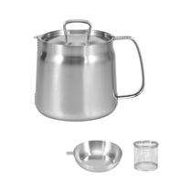Pote De Filtro De Óleo De Aço Inoxidável 2L Cesta De Fritura Com Filtro De Malha Fina Recipiente De