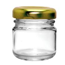 Pote de Geléia Redondo Dourado de Vidro Pote de Geléia Redondo Dourado de Vidro
