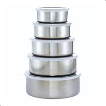 Pote de Inox Kit Conjunto Jogo Com Tampa 5 Peças Mantimentos
