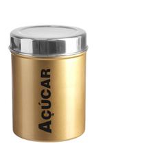 Pote De Inox Redondo Acucar Dourado Com Tampa Viena 1L