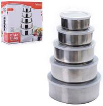 Pote de Inox Redondo com Tampa de Plástico 5 Peças - Wellmix