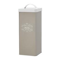 Pote de lata marrom grande para massas macarrão ou spagueti de cozinha reforçado com alça