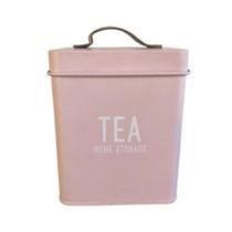 Pote de lata para chá rosa quadrada com alça para cantinho do café de açúcar porta mantimento