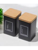 Pote De Lata Preto Porta Mantimentos Cozinha Café E Açúcar