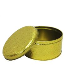 Pote de lata redondo gold and silver dourado com tampa 900ml - DOLCE HOME