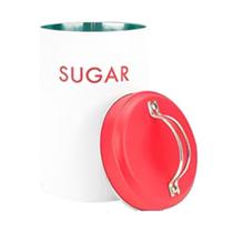 Pote de lata vermelho para açúcar biscoito ou café individual com branco - 1kg cantinho do café