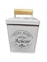 Pote de Mantimento Lata Sweet Home Quadrado para Açucar 11,3x11,3x14cm - New Way