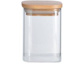 Pote de Mantimentos Quadrado Flat 200ml Tampa Bambu - Oikos Pote de Mantimentos Quadrado Flat 200ml Tampa Bambu - Oikos