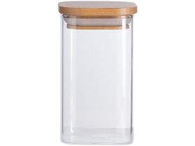 Pote de Mantimentos Quadrado Flat 250ml Tampa Bambu - Oikos Pote de Mantimentos Quadrado Flat 250ml Tampa Bambu - Oikos