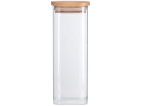 Pote de Mantimentos Quadrado Flat 400ml Tampa Bambu - Oikos Pote de Mantimentos Quadrado Flat 400ml Tampa Bambu - Oikos