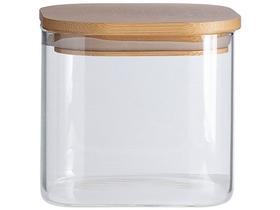 Pote de Mantimentos Quadrado Flat 600ml Tampa Bambu - Oikos Pote de Mantimentos Quadrado Flat 600ml Tampa Bambu - Oikos