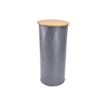 Pote de Metal com Tampa de Bambu 2 Litros Fosco Vedação Cor:Cinza Pote de Metal com Tampa de Bambu 2 Litros Fosco Vedação Cor:Cinza