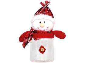Pote de Natal de Plástico 400ml - Boneco de Neve Xadrez Cromus