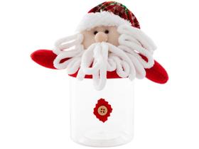 Pote de Natal de Plástico 400ml Noel Xadrez Cromus