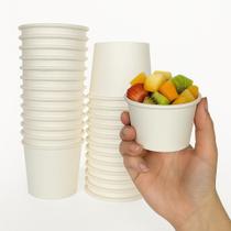 Pote de papel 120ml branco Biodegradável Descartável sobremesas, açaí, gelatos CX 1000un